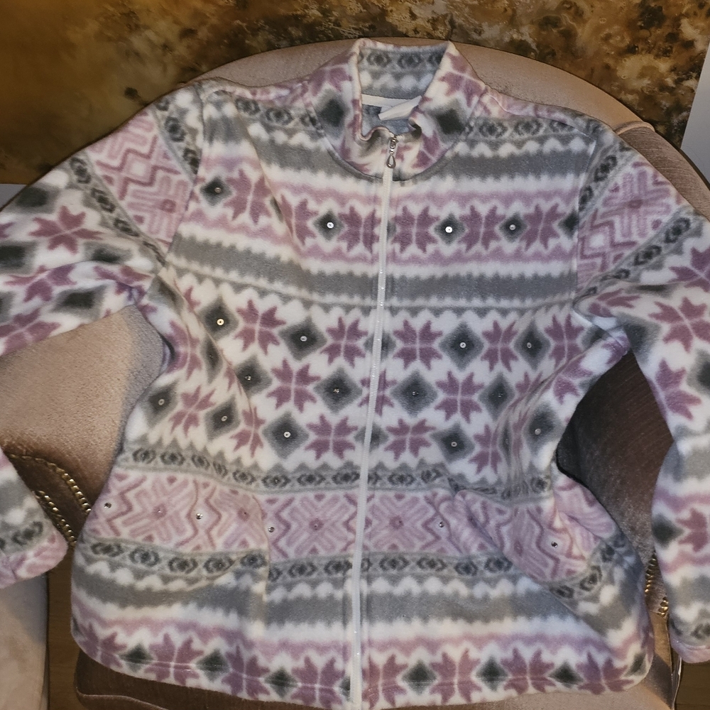 Alfred Dunner Fleece Jacket NWT  Glacier Lake collection XL